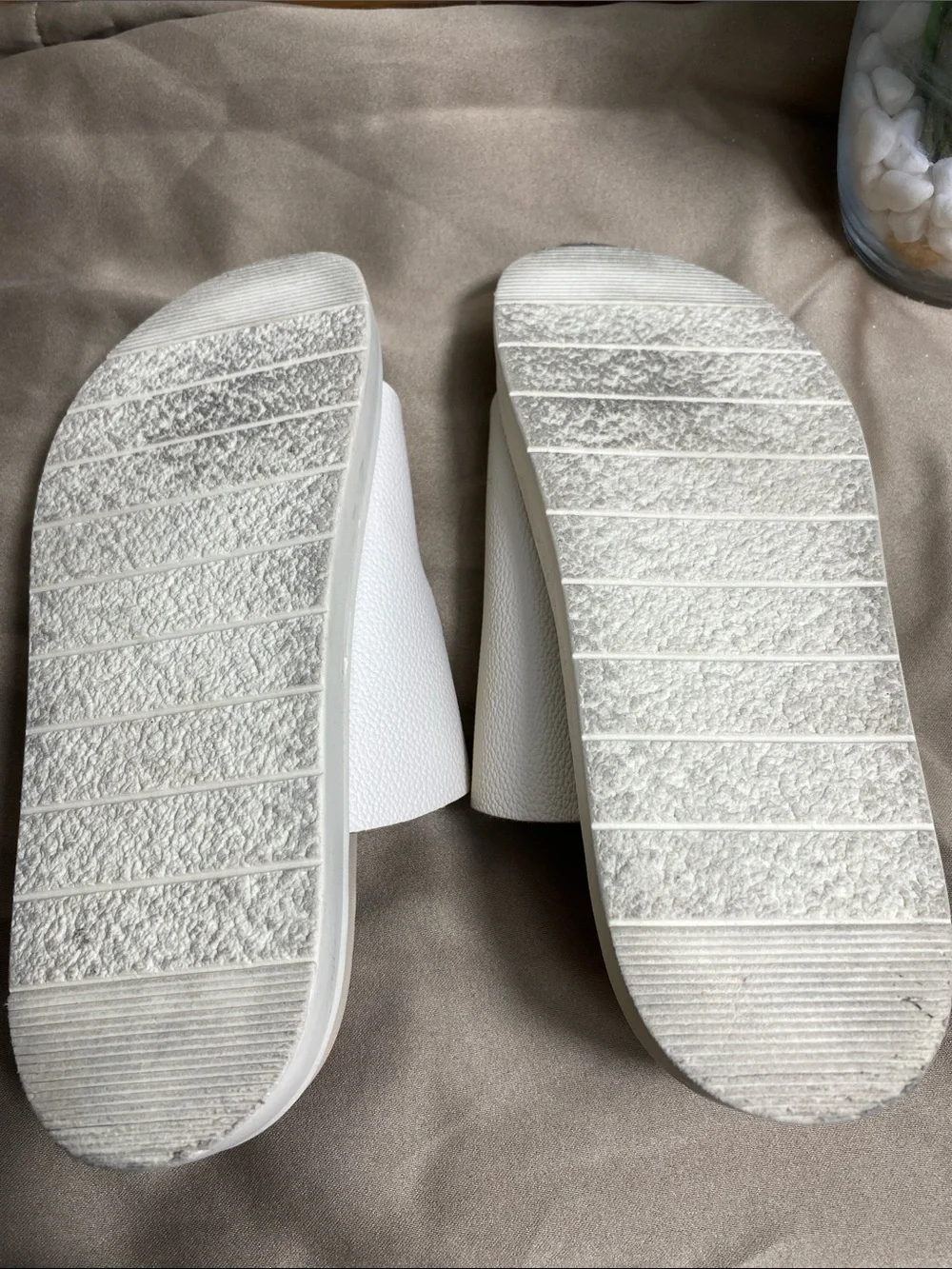 Cristina Francini White Leather Double Buckle Slide Sandals Size 7.5